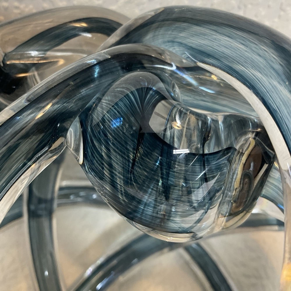 Large Hand-Blown Glass Infinity Knot Dculpture Modern Abstract Decor 7.75"x7.25" - Picture 14 of 15